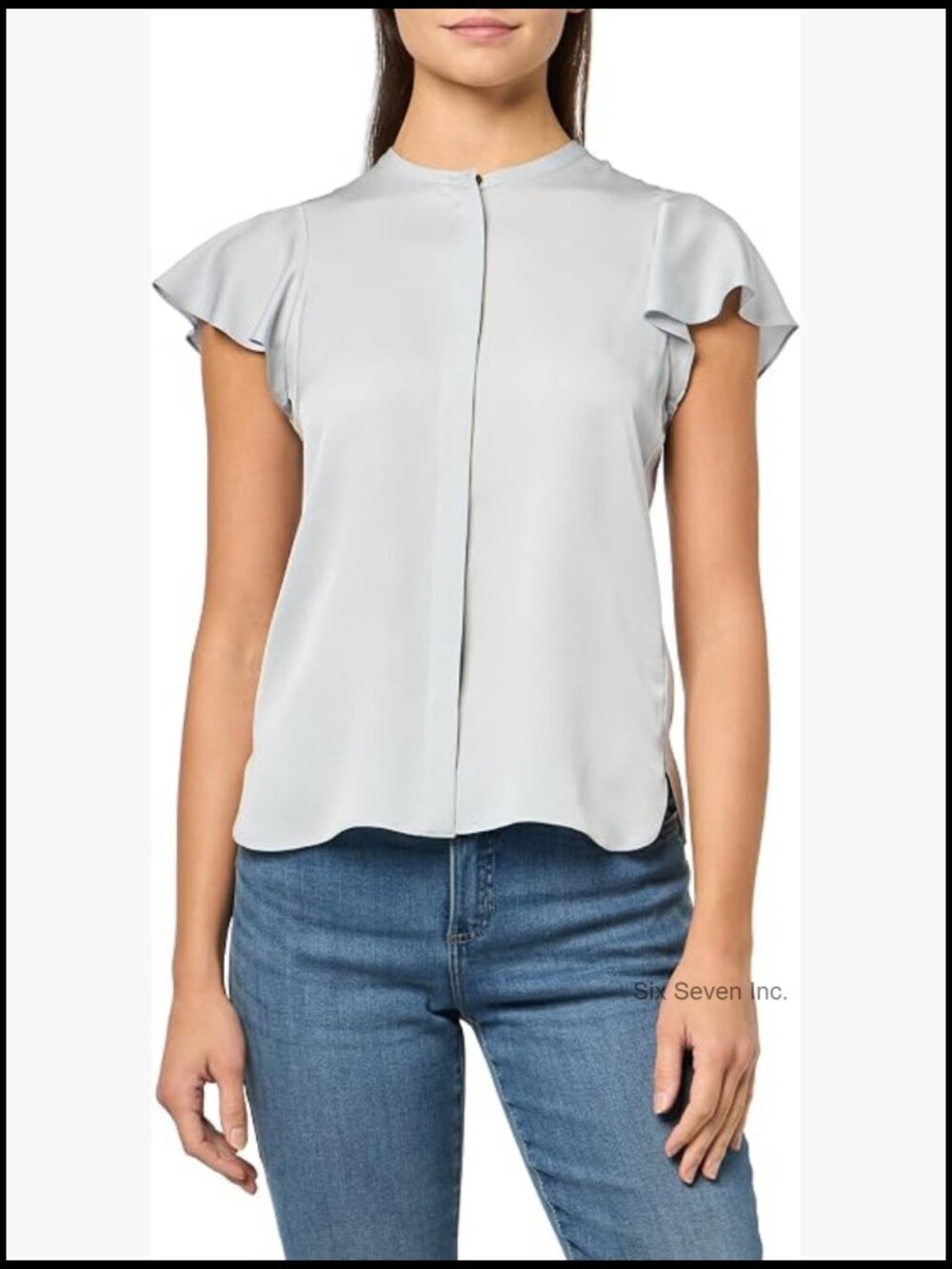 Silk Sleeveless Ruffle Button Down Crop Top